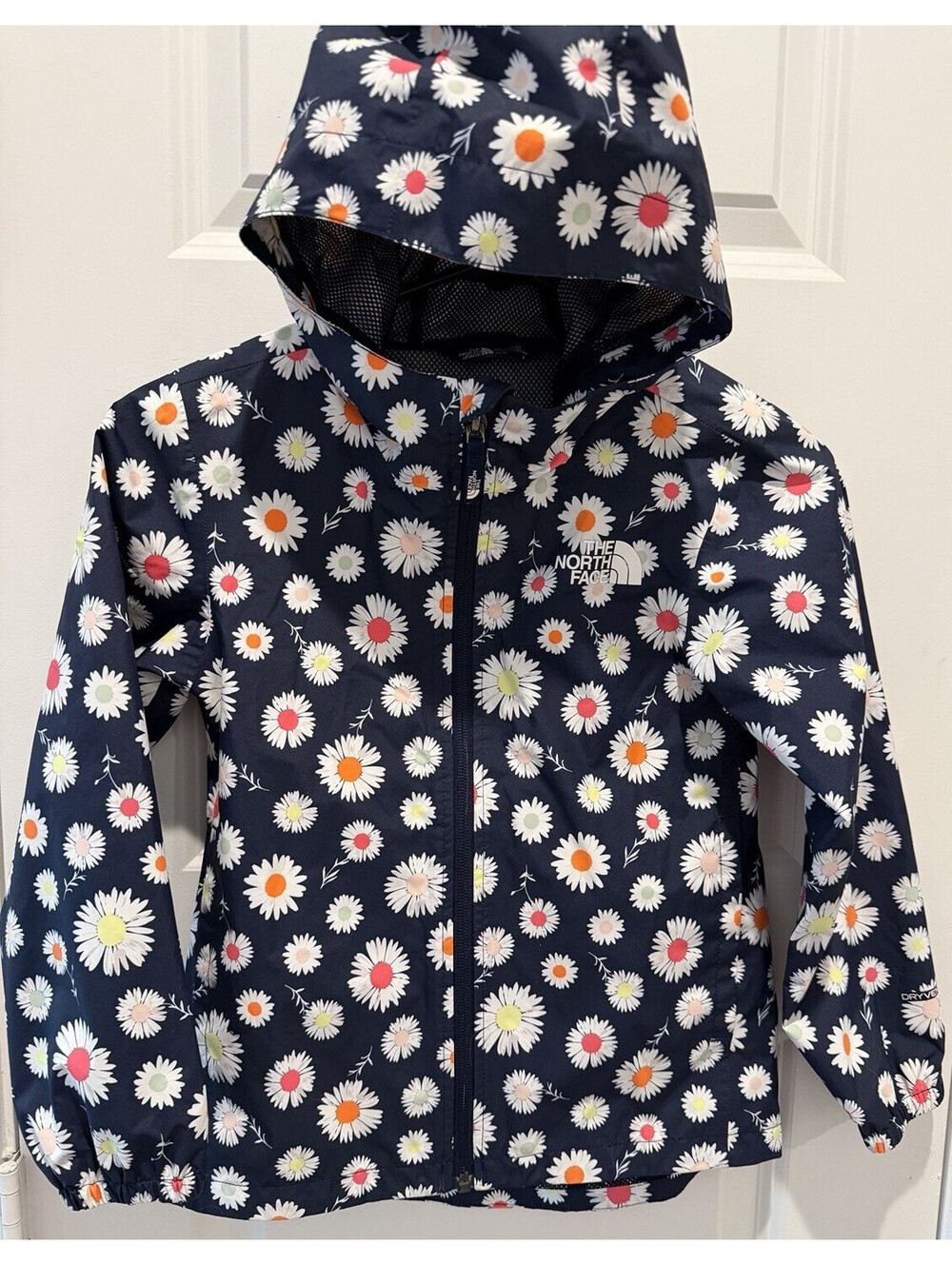 The North Face Girls Navy Daisy Floral Hooded Rain Jacket / Windbreaker  Size XS
